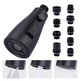 ARCORA Kitchen Faucet Spray Head Matte Black, 3-Function Kitchen Sink Spray Nozzle with 9 Adapters, Kitchen Faucet Head Replacement Compatible with Moen, Delta, American Standard Faucets