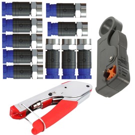 Inbrackets Compression F Connectors CMX100 Double Blade Coax Stripper with Professional Compression tool for CT100 WF100 RG6 coaxial COAX Satellite Aerial Cable Installation Kit