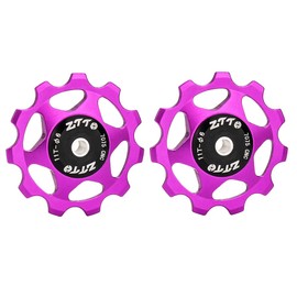 ZTTO Guide Pulley Bike Rear Derailleur Pulley Wheels, Colorful Aluminum Alloy 11T 13T CNC Road Bike Guide Roller Bicycle Derailleur 4mm 5mm 6mm for MTB, Road Bike (11T Purple)