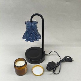 Candle Warmer Lamp with Dimmable, Blue Flower Lampshade Birthday Gifts for Women Mom, House Warming Gifts New Home Decor, Wax Melt Warmer for Jar Candles （Including Candles and Bulbs）
