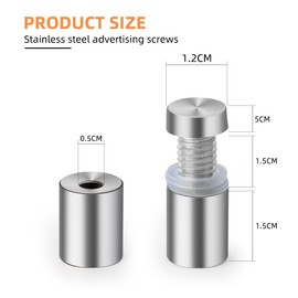 Stainless Steel Wall Spacer Holder for Advertising, Advertising Screw, Stainless Steel Advertising Screw, 12 x 20 mm Screw Glass Standoff Holder for Mounting and Fixing the Glass, Pack of 30