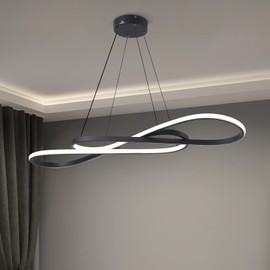 Afaoel Modern LED dimmable Chandelier 45W Color Temperature 3000K-4000K-5000K Creative Design Suitable for Living Room Dining Room Kitchen Island Bedroom Foyer Staircase Shape of Note (Black, 40 Inch)