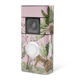 MightySkins Carbon Fiber Skin Compatible with Ring Video Doorbell Plus - Chinoiserie Jungle | Protective, Durable Textured Carbon Fiber Finish | Easy to Apply