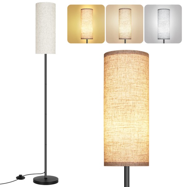 PARTPHONER Floor Lamp for Living Room, Modern Standing Lamps with Lampshade, Minimalist Tall Lamp with Foot Switch for Living Room, Bedroom, Kids Room, Office(Bulb Not Included)