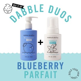 Dabble & Dollop Dabble & Dollop Blueberry + Vanilla Body Wash & Shampoo - 3 in 1 Natural Bubble Bath for Kids, USA-Made, Paraben & Sulfate Free, Vegan, Gluten-Free, Tear-Free (Pack of 2)