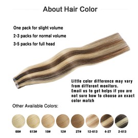 Tape in Brazilian Human Hair Extensions 100% Remy Human Hair Glue in Extensions Balayage Seamless Silky Straight Skin Weft Hair(18Inch #4P27 Medium Brown/Dark Blonde 20pcs 40g)