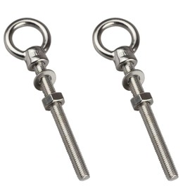 ORTAVA Eye Bolts Long M10 x 120 mm, Pack of 2 Eye Bolts with Washers and Hex Nuts, Eye Bolt Stainless Steel 316 V4A A4, Eye Bolt for Mounting and Suspension
