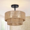 12.6'' Boho Light Fixtures Ceiling Mount, Coastal Hemp rope Semi