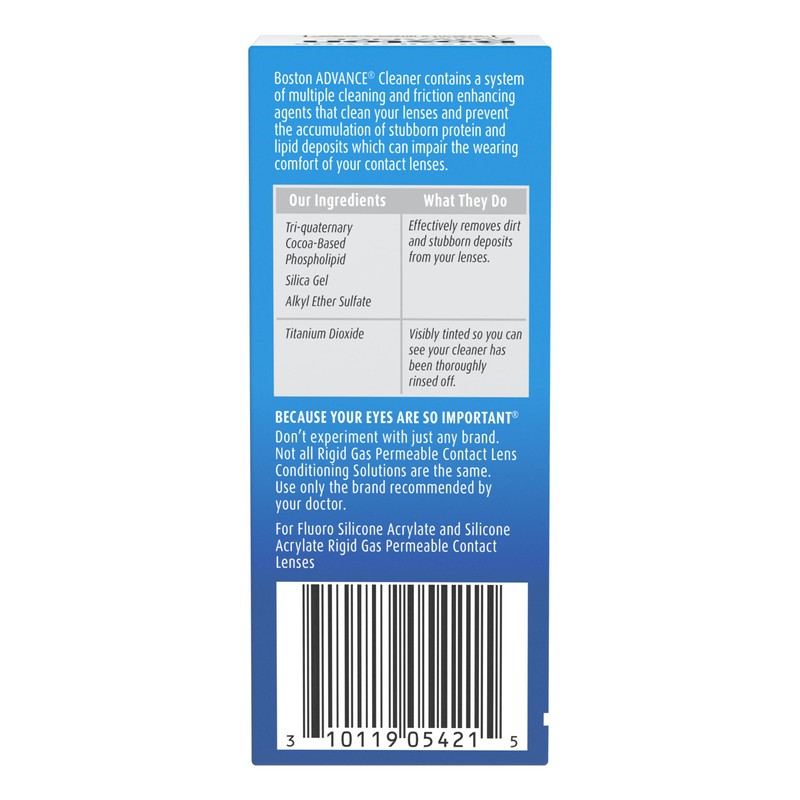 Boston Advance Contact Lens Solution, Advanced Cleaning Formula for Rigid
