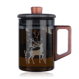 Glass Tea Cup with Infuser and Lid, 18.6oz/550ml Teacup for Loose Leaf Tea Infuser Mug Strainer Cup Steeper Chirstmas Gifts for Women (R1)