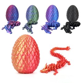 AIZQYC 3D Printed Dragon Egg with Dragon, Mysterious 3D Crystal Dragon Toy in Egg Large, 3D Printed Movable Surprise Dragon for Children Adults