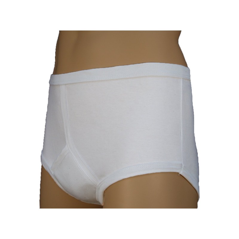 MENS TRADITIONAL Y FRONT INCONTINENCE PANT - WHITE
