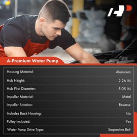 A-Premium Engine Water Pump with Pulley Compatible with Honda Civic 2006-2011 & Acura CSX 2006-2011, 2.0L, Replaces # 19200RBC013