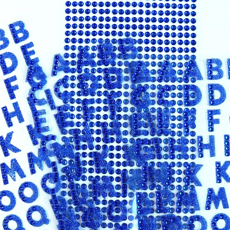 3 Sheets Glitter Alphabet Stickers and 1 Sheet Rhinestones -