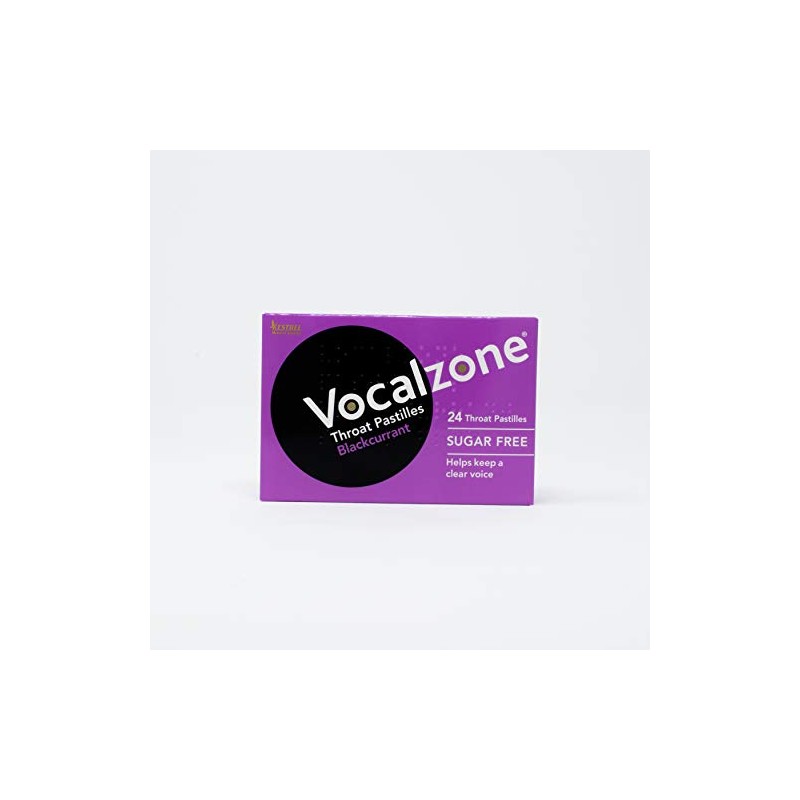 Pastillas de garganta Vocalzone Blackcurrant ayuda a mantener una voz