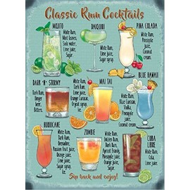 New 15x20cm Classic Rum Cocktail recipe metal advertising wall sign