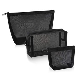 SHSHANLC Small Mesh Pouch, Set of 3, Cosmetic Pouch, Mesh Bag, Square Pouch, Transparent, Makeup, Travel, Mini, Cute, Spa Bag, Small Storage, Toiletry Bag