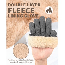 ARFNKIM Women's Winter Gloves with Fleece Lining, Touchscreen Warm Stretched Thick Knitted Gloves Wool Gloves Thermal Gloves Outdoor Winter Gifts for Men and Women, gray