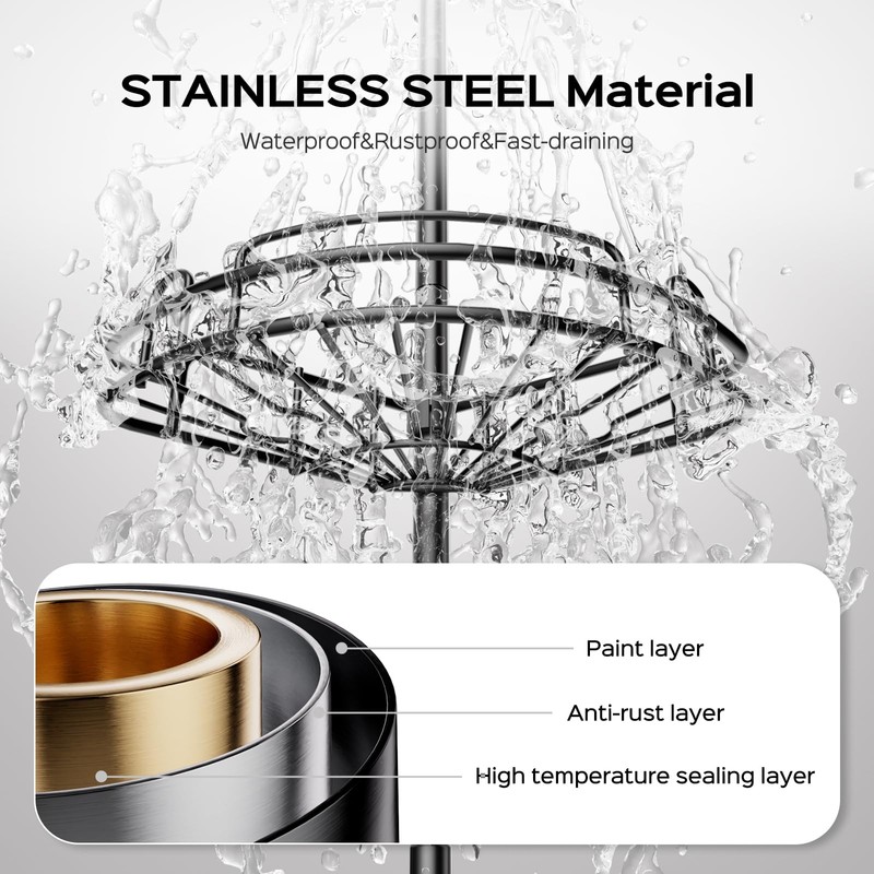 HAMITOR Shower Caddy Tension Pole: 4-Tier Rustproof Bathroom Corner Shelf