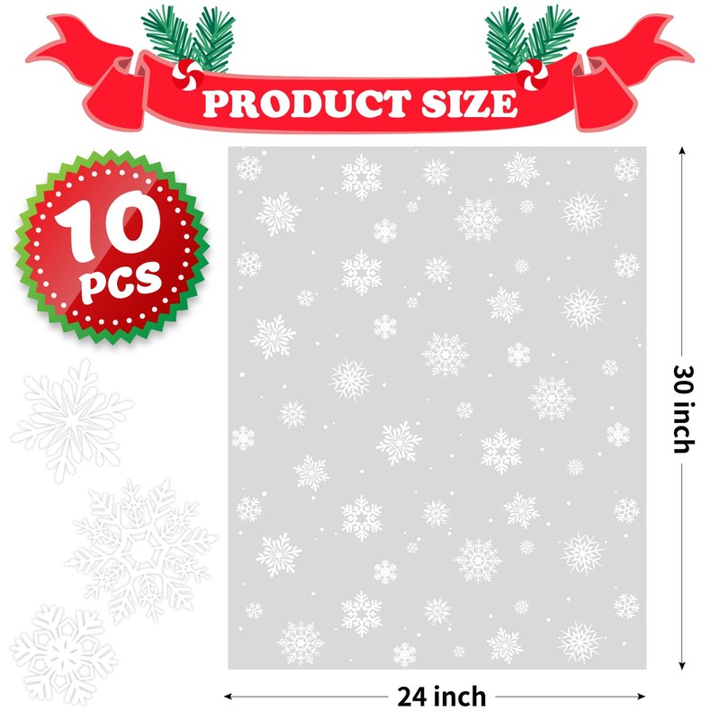 CUDICY Christmas Cellophane Gift Bags 10pcs Large Holiday Gift Wrap