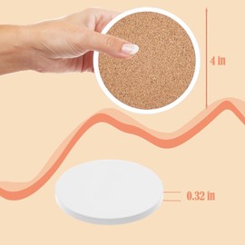 Pack of 24 White Ceramic Coasters, 10 x 10 cm Round Unglazed Tile Coasters, Empty Absorbent Unglazed Coasters with Non-Sliding Cork Base for DIY Craft Pot Coasters Glasses Cups