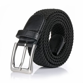 Gunsound Elastic Fabric Belt Unisex Braided Stretch Belt Braided Belt Stretchy Belt for Men and Women, black