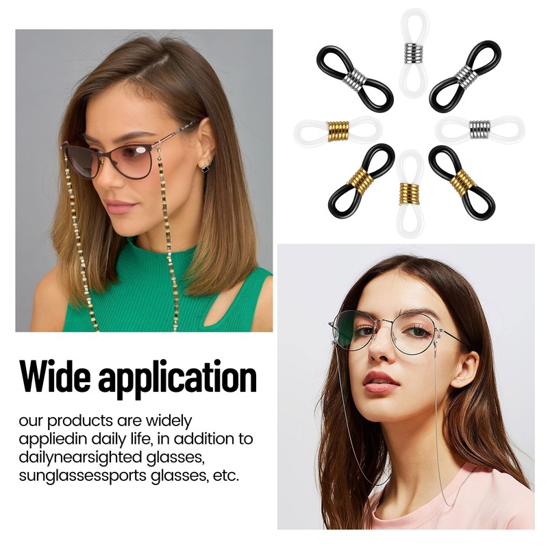 SIGZKK 60 Pcs Eyeglass Chain Ends Loop Holder Silicone Eyeglass