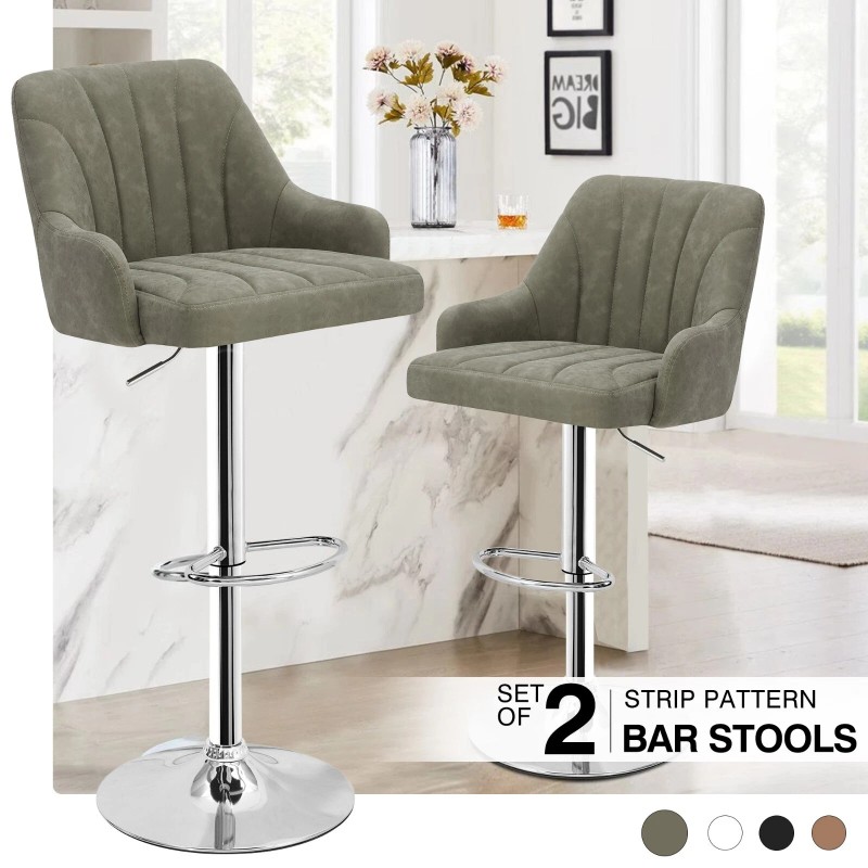 VECELO Bar Stools Set of 2 Adjustable Counter Kitchen Dining