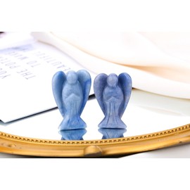 XIANNVXI 38 mm Guardian Angel Crystals Blue Aventurine Angel Figure Healing Crystal Gemstones Polished Stones Statue Reiki Angel Figure Guardian Angel Gift