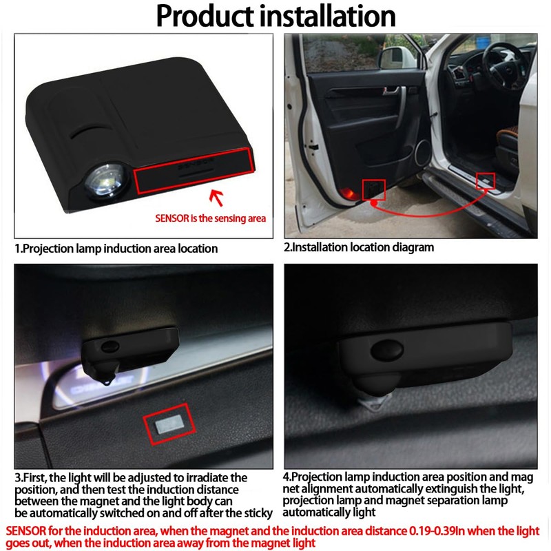 LKAHG 2Pcs Universal Car Door Lights Logo Projector, Auto Door