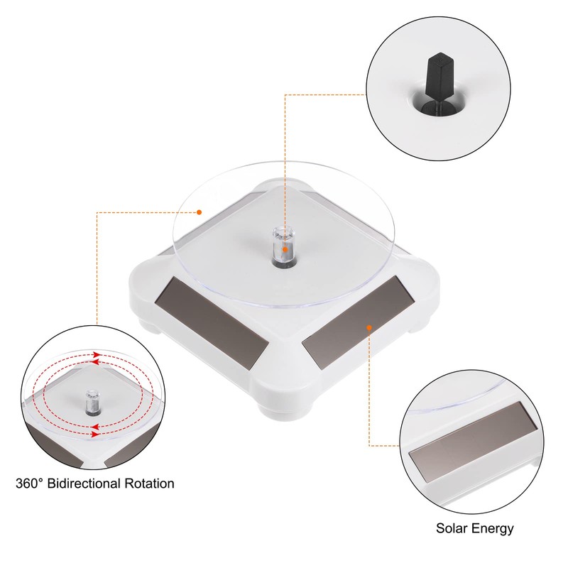 sourcing map Solar Display Stand Turntable 3.54" Plate Dia 360°