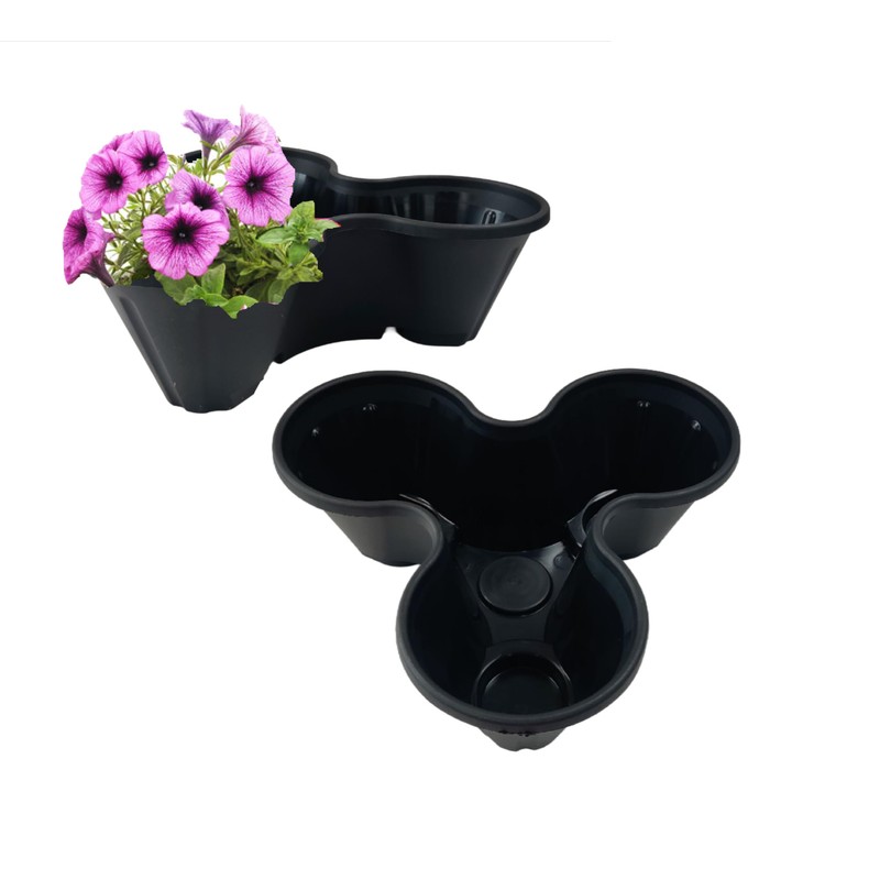 Shop4allsorts Set Of 3 Black Strawberry Trio Planters Stackable Plastic