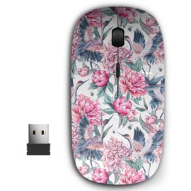 KAWAMOUSE 2.4G Ergonomic Portable USB Wireless Mouse for PC, Laptop, Computer, Notebook with Nano Receiver (Nature Crane)