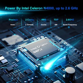 Laptop Computer, 14 inch Laptop Dual-Core Cerelon N4000 6GB RAM 128GB SSD Portable Laptop, 1366x768 IPS Display Fanless Design Laptop PC, WiFi 2.4/5G, BT 5.0, USB 3.0, Mini HDMI, Include USB-C Hub