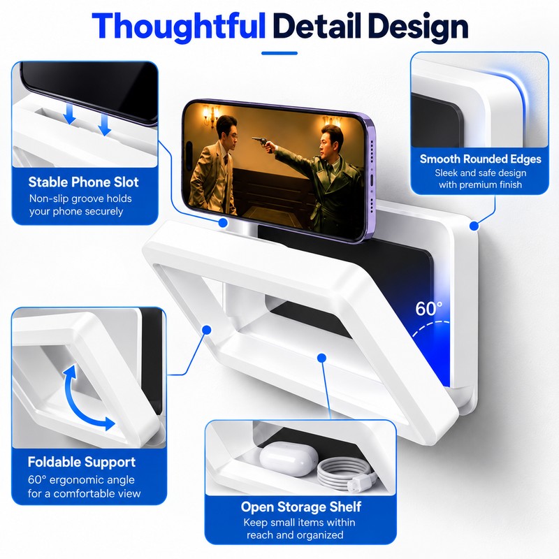 Waterproof Phone Holder for Shower Use – Anti-Fog Wall-Mounted Touchscreen