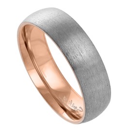 Paula & Fritz® Men's Gold Silver Rose Gold Silver Brushed Titanium IUM Grade 2 Ring Size J to Z 6mm Wide Partner Engagement Ring, Titanium, No Gemstone