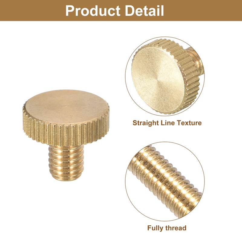 uxcell M6x8mm Knurled Thumb Screws, 6pcs Flat Knurled Head Fully