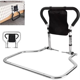 MEDOTS Foldable Bed Rails for Elderly Adults - Medical Bed Support Bar with Storage Bag, Fits King Queen Full Twin Mattresses, Anti-Slip & Tool-Free Assembly 300 Lbs