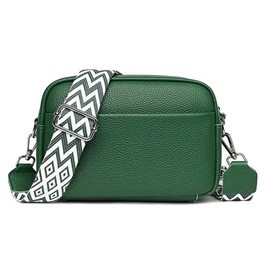 FORRICA Women's Crossbody Bag Leather Large Capacity Girls Shoulder Bag Stylish Popular Crossbody Bag with Wide Strap, Green A, S