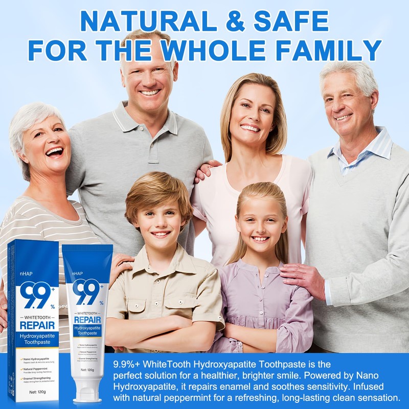 2PCS 9.9% Hydroxyapatite Toothpaste 120G, Nano Hydroxyapatite Toothpaste for Repairs