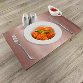 ABAKUHAUS Abstract Place Mats, Abstract Smooth Surface Image Diagonal Lines with Ombre Details, Washable Fabric Dining Room Kitchen Table Decoration Digital Print, Dried Rose