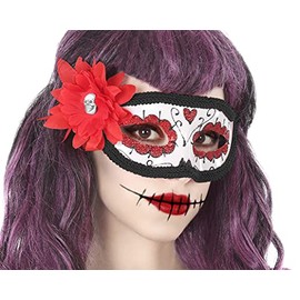 Generique Day of the Dead Eye Mask with Red Flower Adult