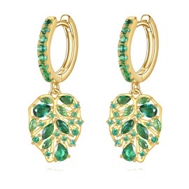 Palm Leaf Earrings 925 Sterling Silver Monster Leaf Hoop Earrings Mother's Day Jewellery for Women Ladies Mother, Sterling Silver, No Gemstone