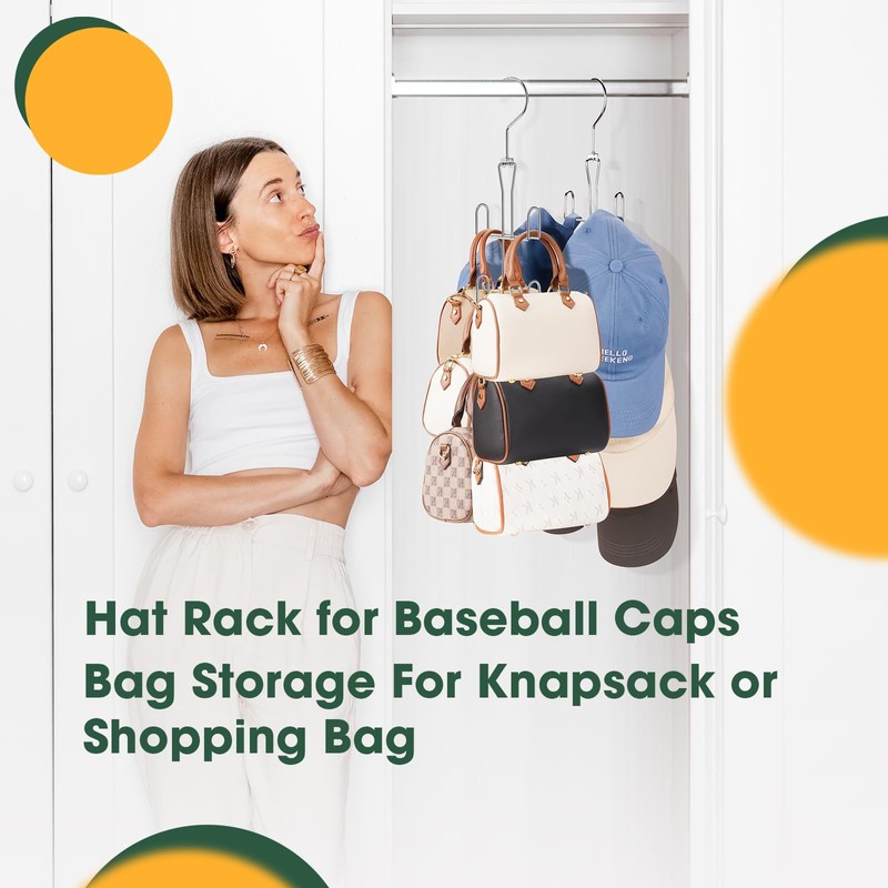 Purse Hanger 2 Pack,Purse Organizer for Closet,Rotatable Metal Bag Organizer,Purse