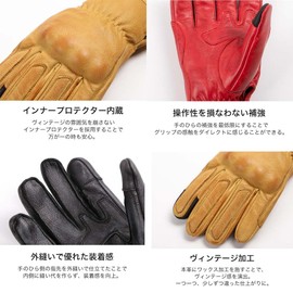 DEGNER WAX LEATHER TOURING GLOVE TG-74 Wax Leather Touring Gloves (Tan, L)