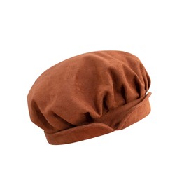 FURPHI Medieval Beret Cap for Men Women Faux Suede Hat Christmas Costume Renaissance Faire Accessories Brown