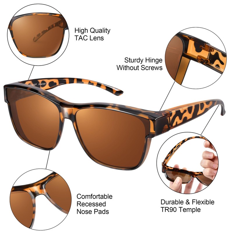 URUMQI Polarised Sunglasses Men Women UV400 Protection Oversized Square Sunglasses
