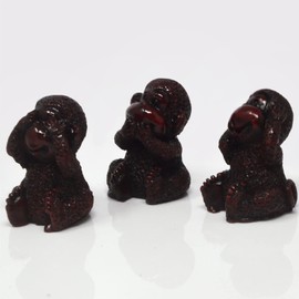 juanxian Feng Shui Three Wise Monkeys See Hear Speak No Evil Resin Figurines With Mxsabrina Red String Bracelet W1745,1.3x1.2x1.7 inch