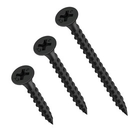 FOMGIIN Chipboard Screws Drywall Screws M3.5 x 16 mm, Pack of 200 Black Coarse Thread Drywall Screws Wood Drywall Screws Drywall Screws Plasterboard Screws Plasterboard Screw