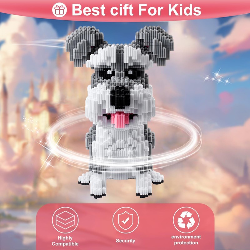 AHZILEI Schnauzer Dog 7100 Piece Micro Building Blocks Set for